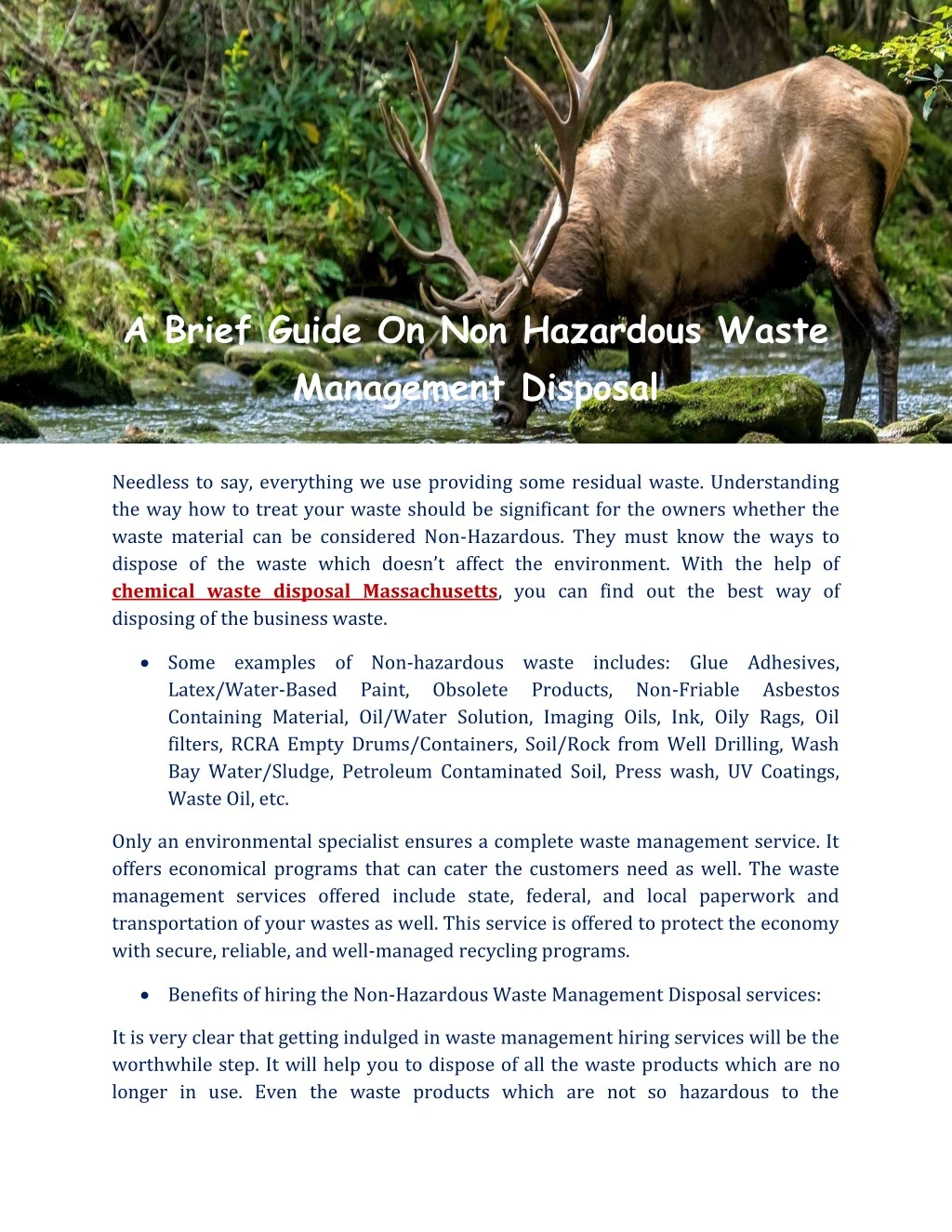a brief guide on non hazardous waste management