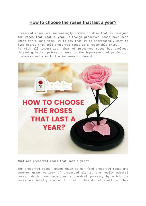 ​How to choose the roses that last a year