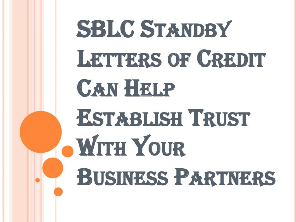 sblc standby letters of credit can help establish trust with your business partners