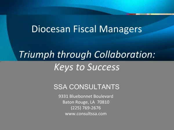 Diocesan Fiscal Managers Triumph through Collaboration: Keys to Success