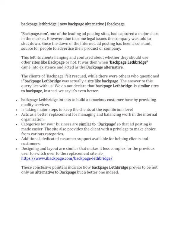 backpage lethbridge | new backpage alternative | ibackpage