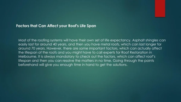 Factors that Can Affect your Roof's Life Span