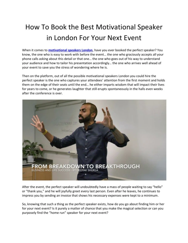 How To Book the Best Motivational Speaker in London For Your Next Event