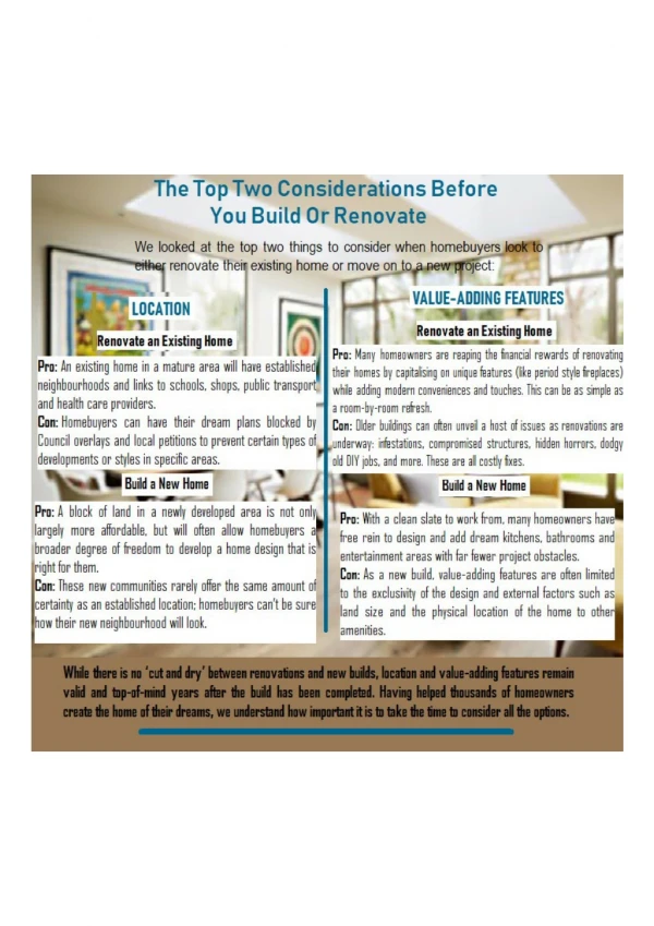 The Top Two Considerations Before You Build Or Renovate