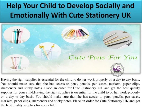 Help Your Child to Develop Socially and Emotionally With Cute Stationery UK