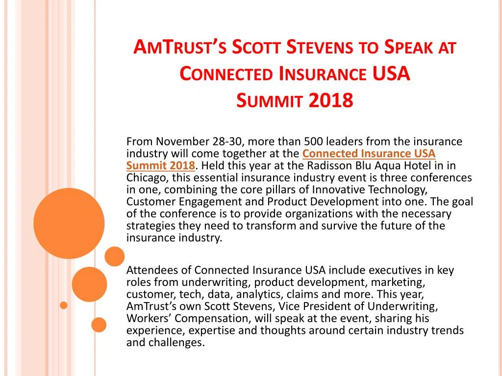amtrust s scott stevens to speak at connected insurance usa summit 2018