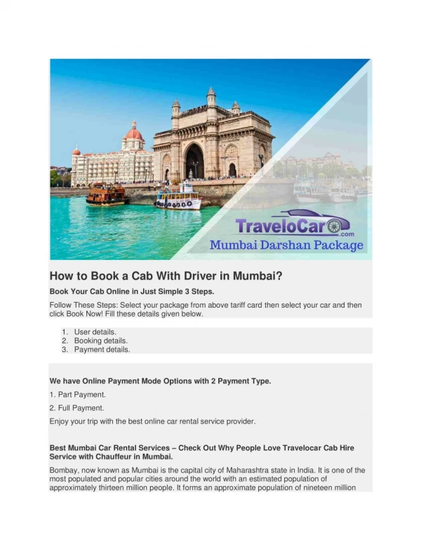 Car on Rent in Mumbai with Driver
