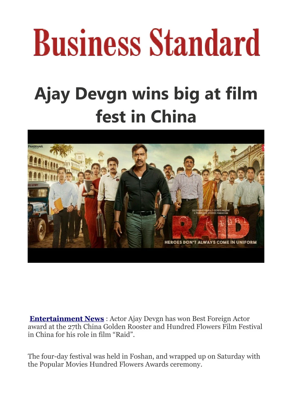 ajay devgn wins big at film fest in china