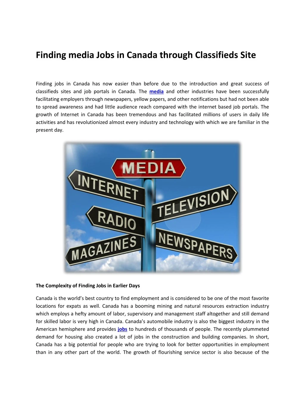 finding media jobs in canada through classifieds