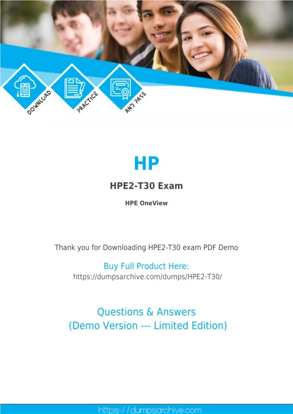 HPE ASE - Synergy Solutions Integrator V1 HPE2-T30 PDF - HP HPE2-T30 PDF Questions - DumpsArchive