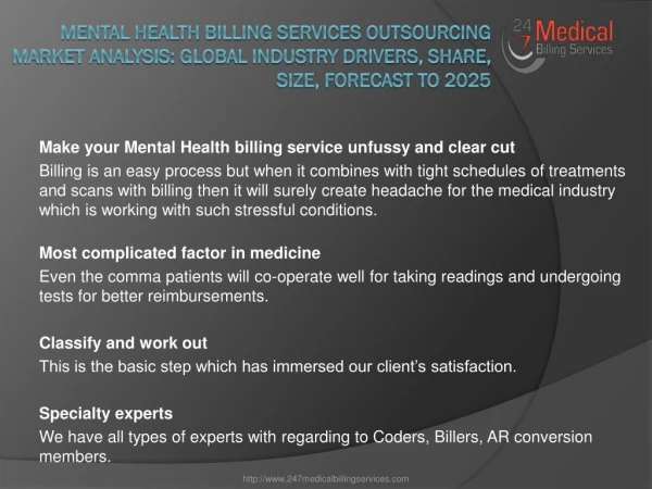 Mental Health Billing Services Outsourcing Market Analysis: Global Industry Drivers, Share, Size, Forecast to 2025