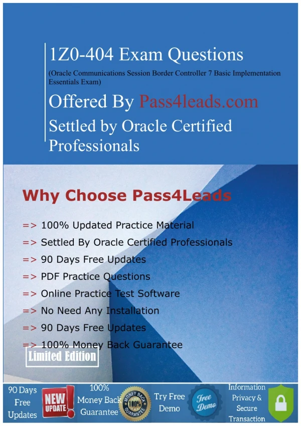 Oracle 1Z0-404 Exam Questions - 2018 Updated 1Z0-404 Dumps