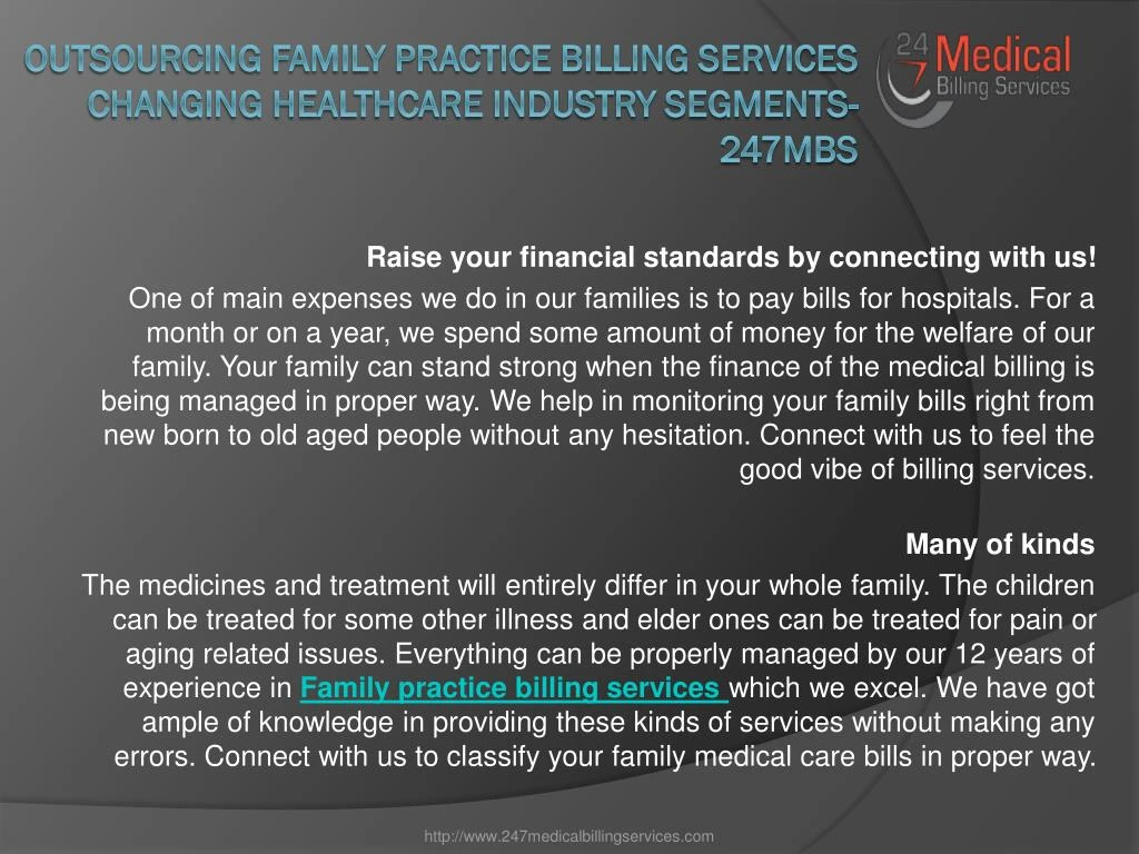 outsourcing family practice billing services changing healthcare industry segments 247mbs