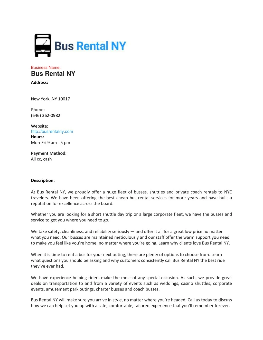 business name bus rental ny