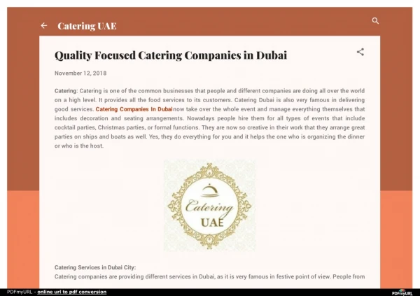 Quality Focused Catering Companies in Dubai