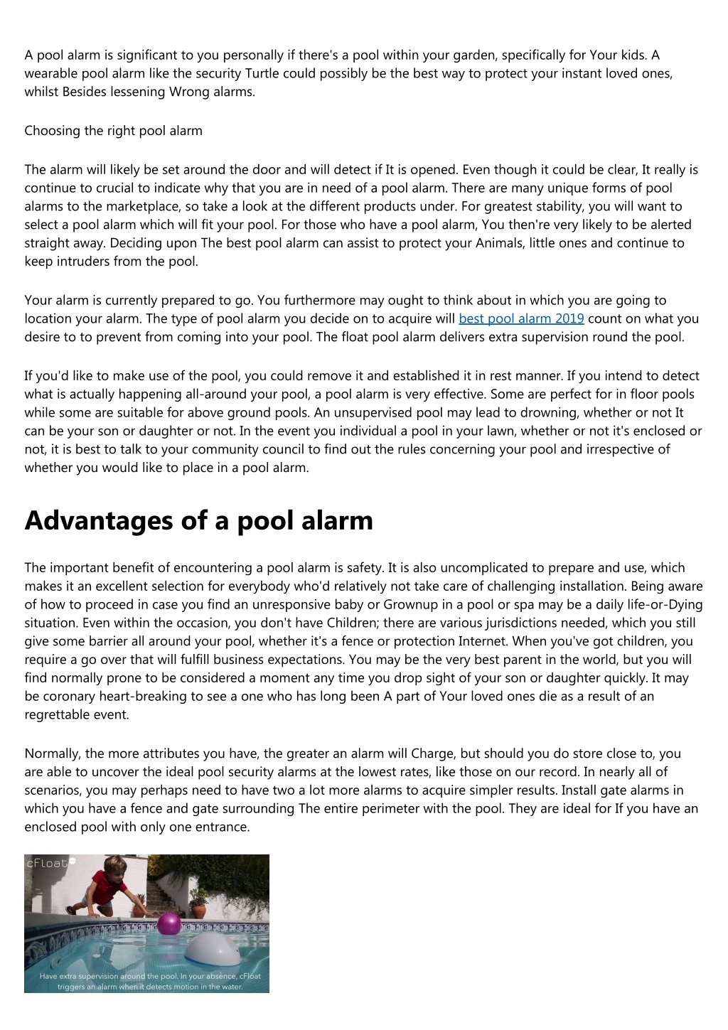 a pool alarm is significant to you personally