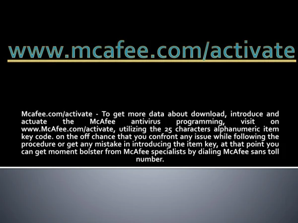 www mcafee com activate