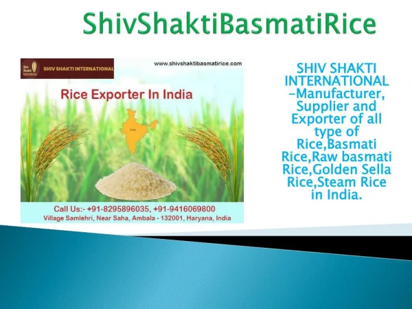 Basmati Rice Manufacturer in Haryana | 91-8295896035