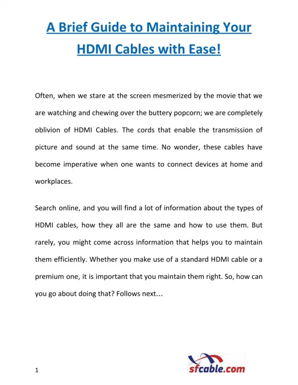 A Brief Guide to Maintaining Your HDMI Cables with Ease!