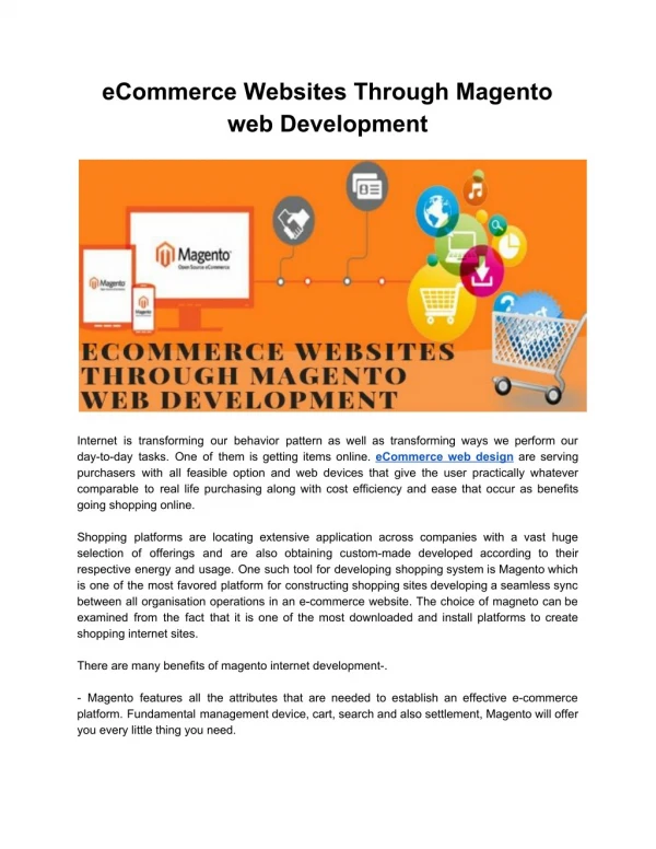 eCommerce Websites Through Magento web Development