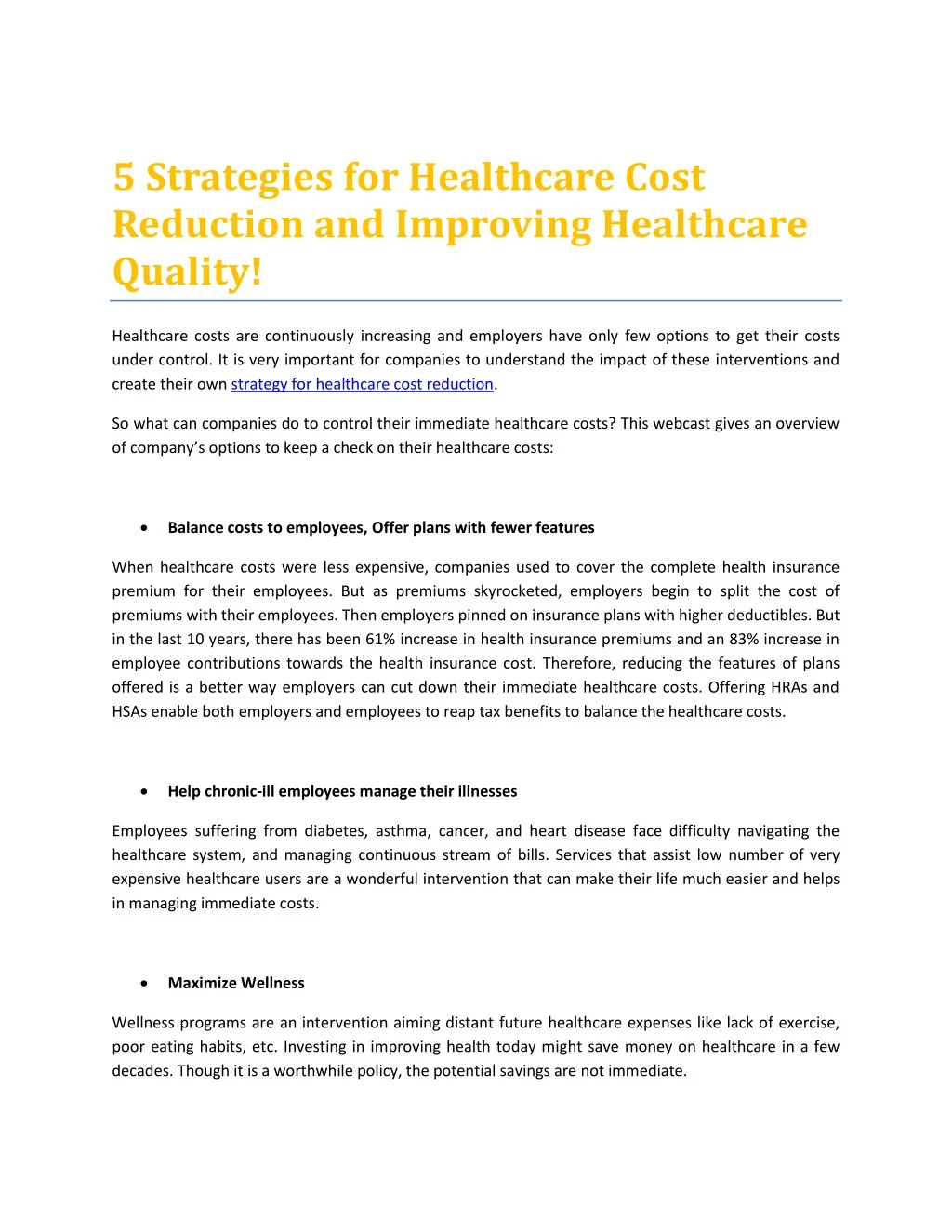 5 strategies for healthcare cost reduction