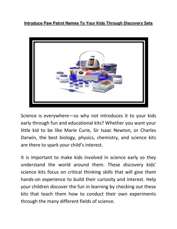 Searching For The Best Discovery Kid Science Kits?