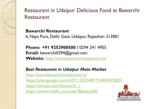 Restaurant in Udaipur Delicious Food at Bawarchi Restaurant