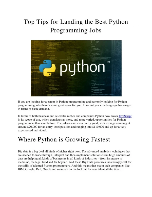 Top Tips for Landing the Best Python Programming Jobs