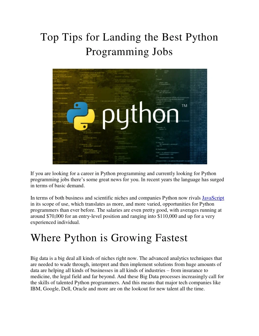 top tips for landing the best python programming