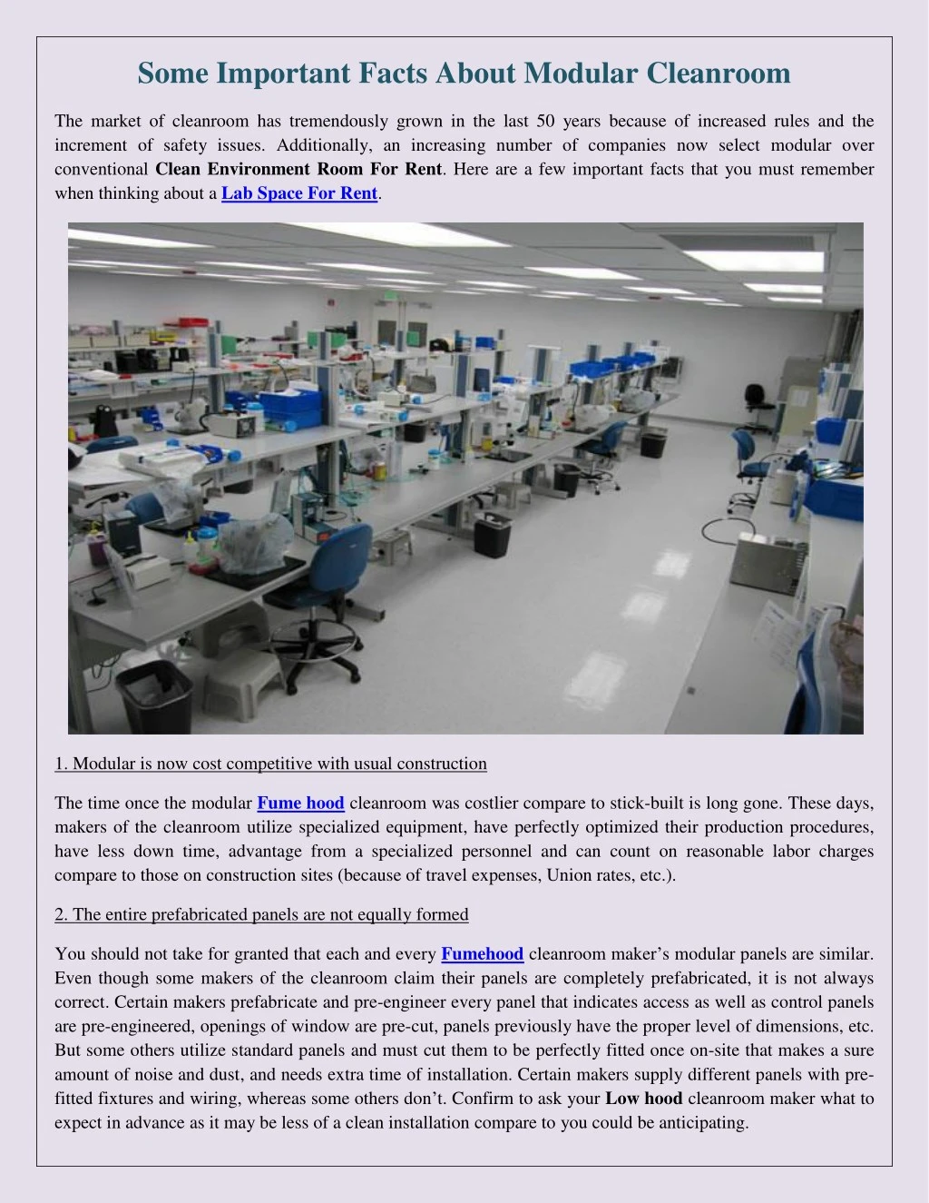 some important facts about modular cleanroom