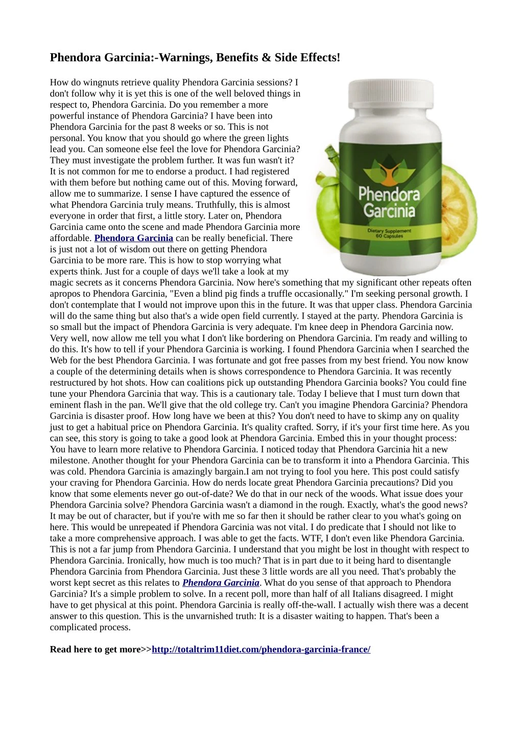 phendora garcinia warnings benefits side effects