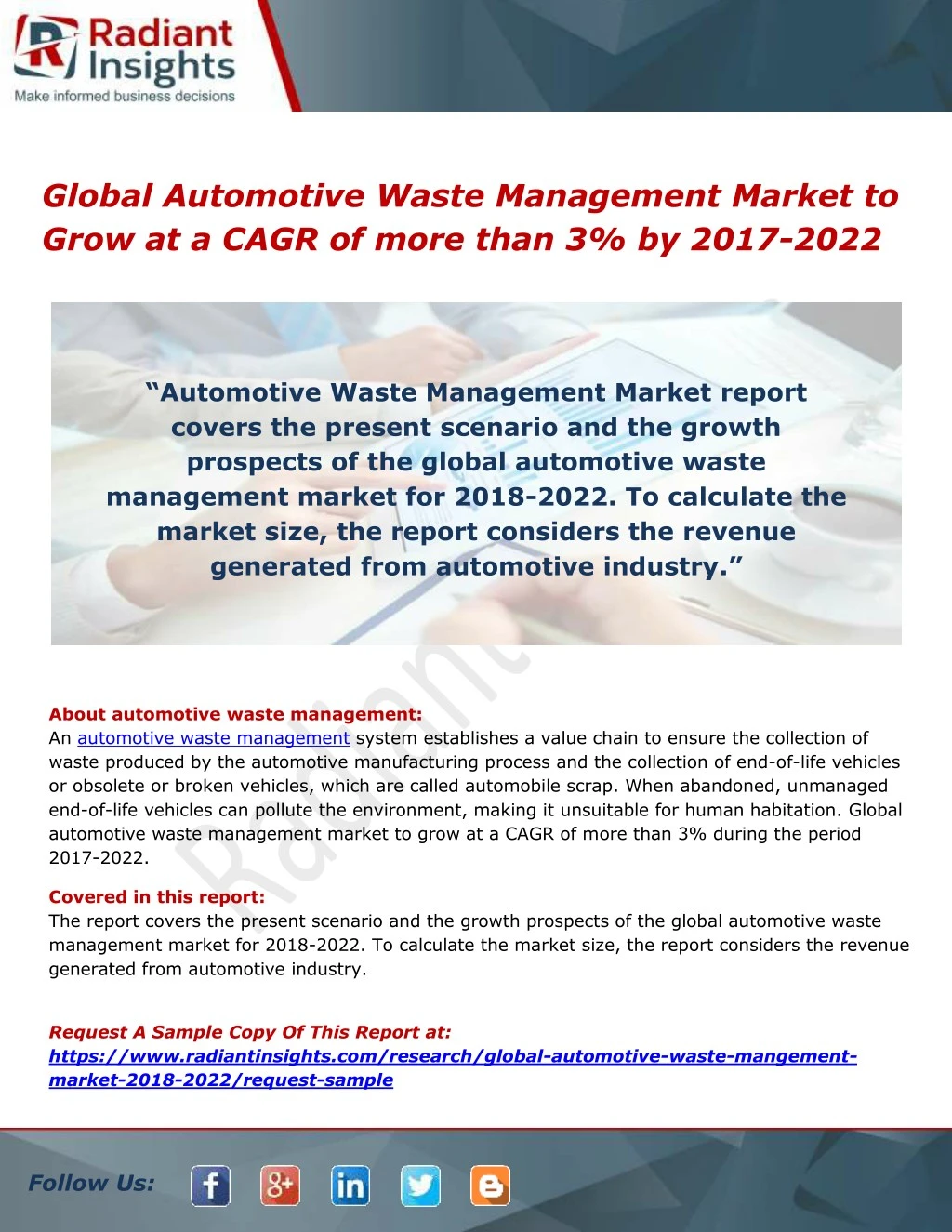 global automotive waste management market to grow