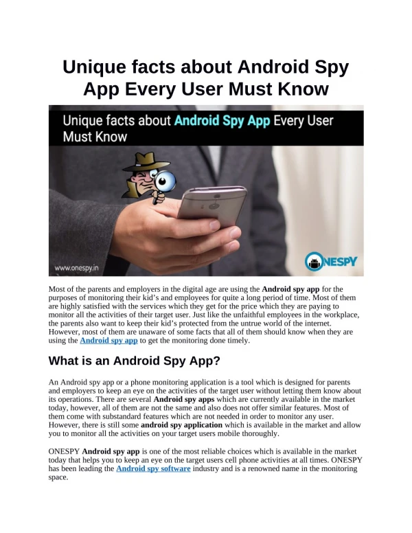 Unique facts about Android Spy App Every User Must Know