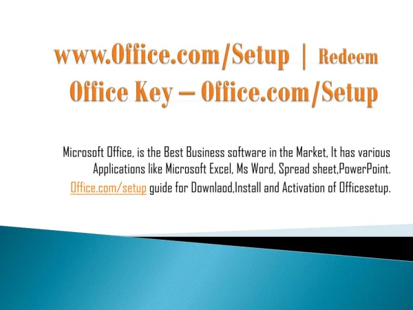 office.com/setup enter product key for Activation