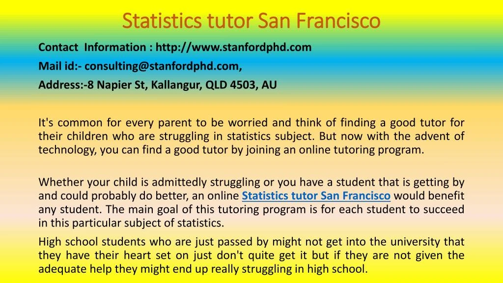 statistics tutor san francisco