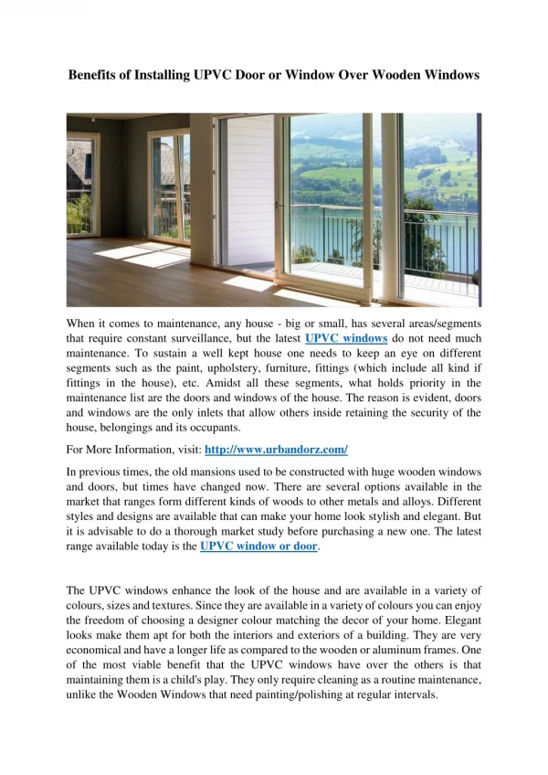 Benefits of Installing UPVC Door or Window Over Wooden Windows