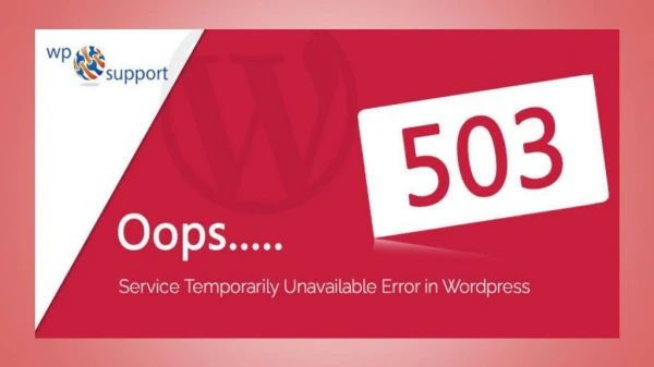 Fix 503 Service Temporarily Unavailable Error In WordPress