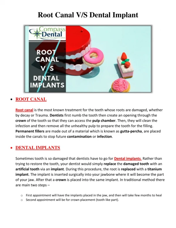 " Root Canal V/S Dental Implant "