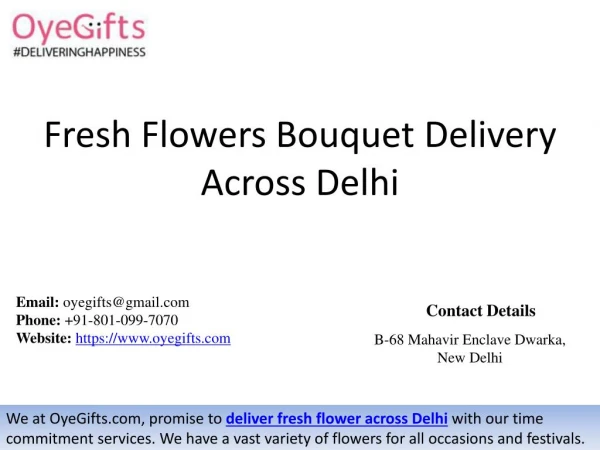 Fresh Flowers Bouquet Delivery Across Delhi
