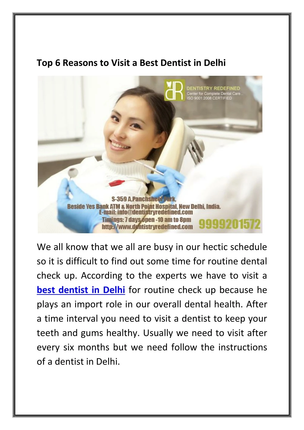 top 6 reasons to visit a best dentist in delhi