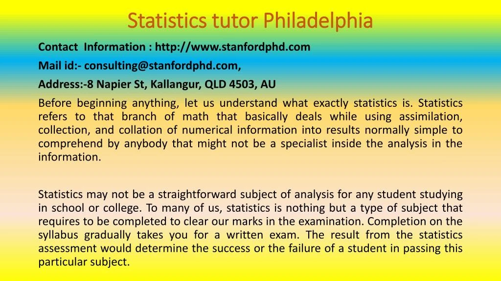 statistics tutor philadelphia