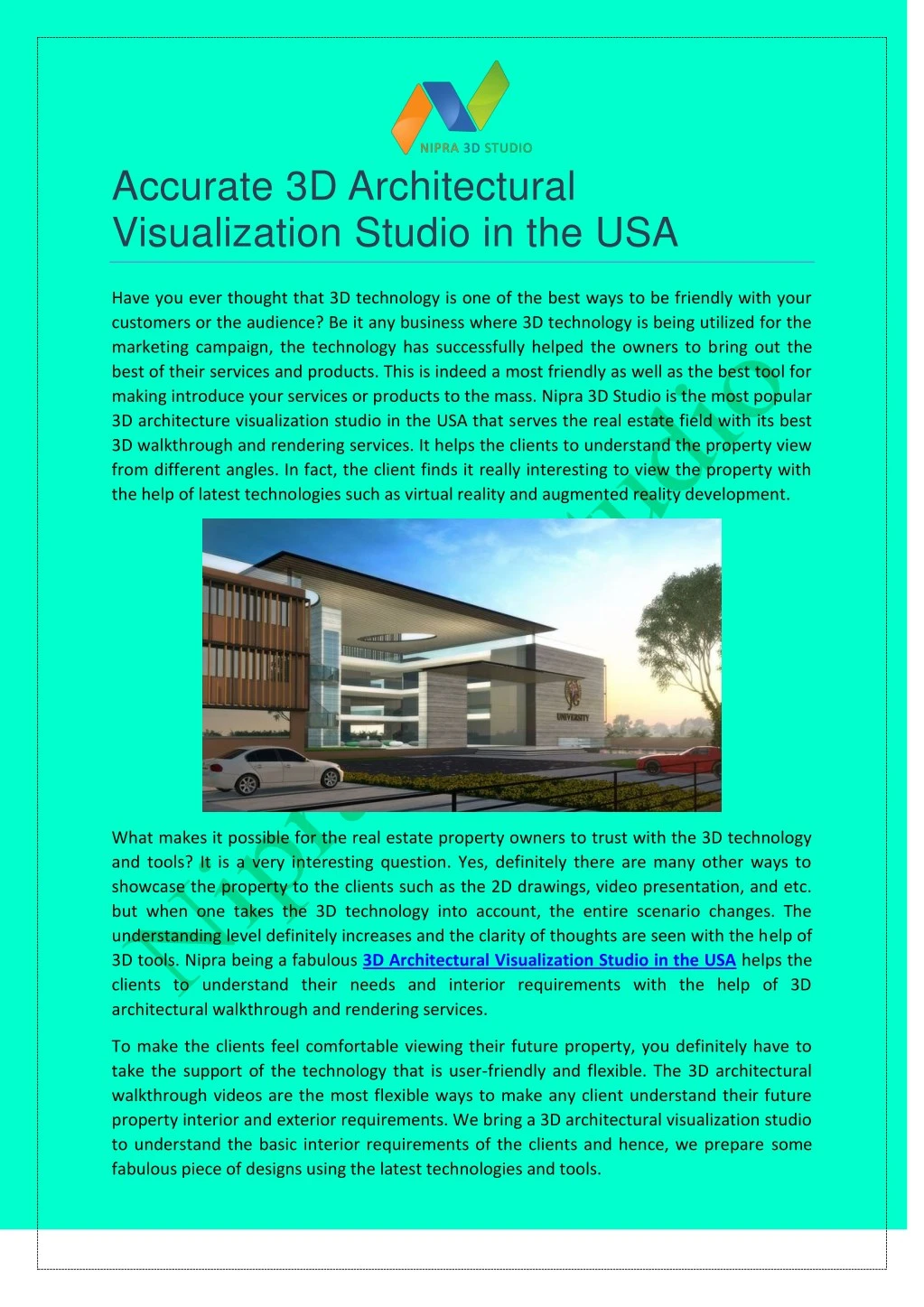 accurate 3d architectural visualization studio