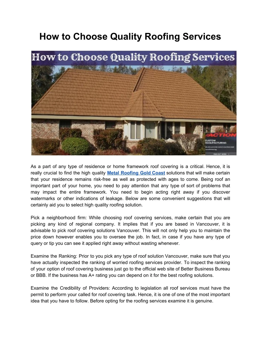 how to choose quality roofing services