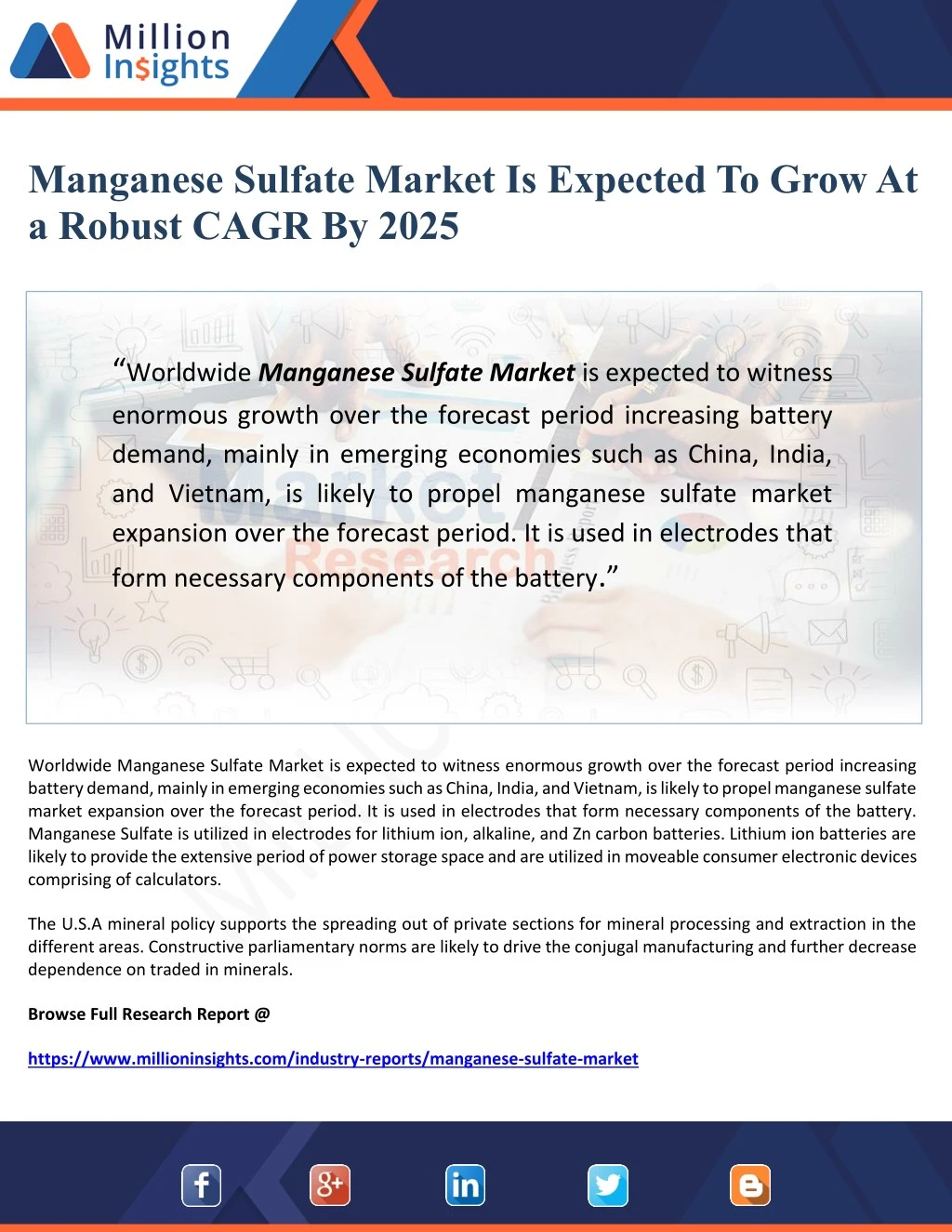 manganese sulfate market is expected to grow