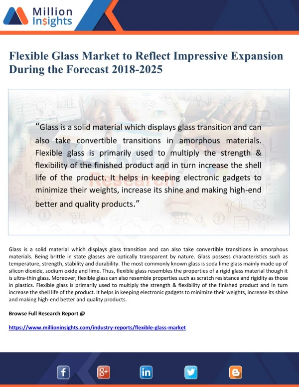 Flexible Glass Market to Reflect Impressive Expansion During the Forecast 2018-2025