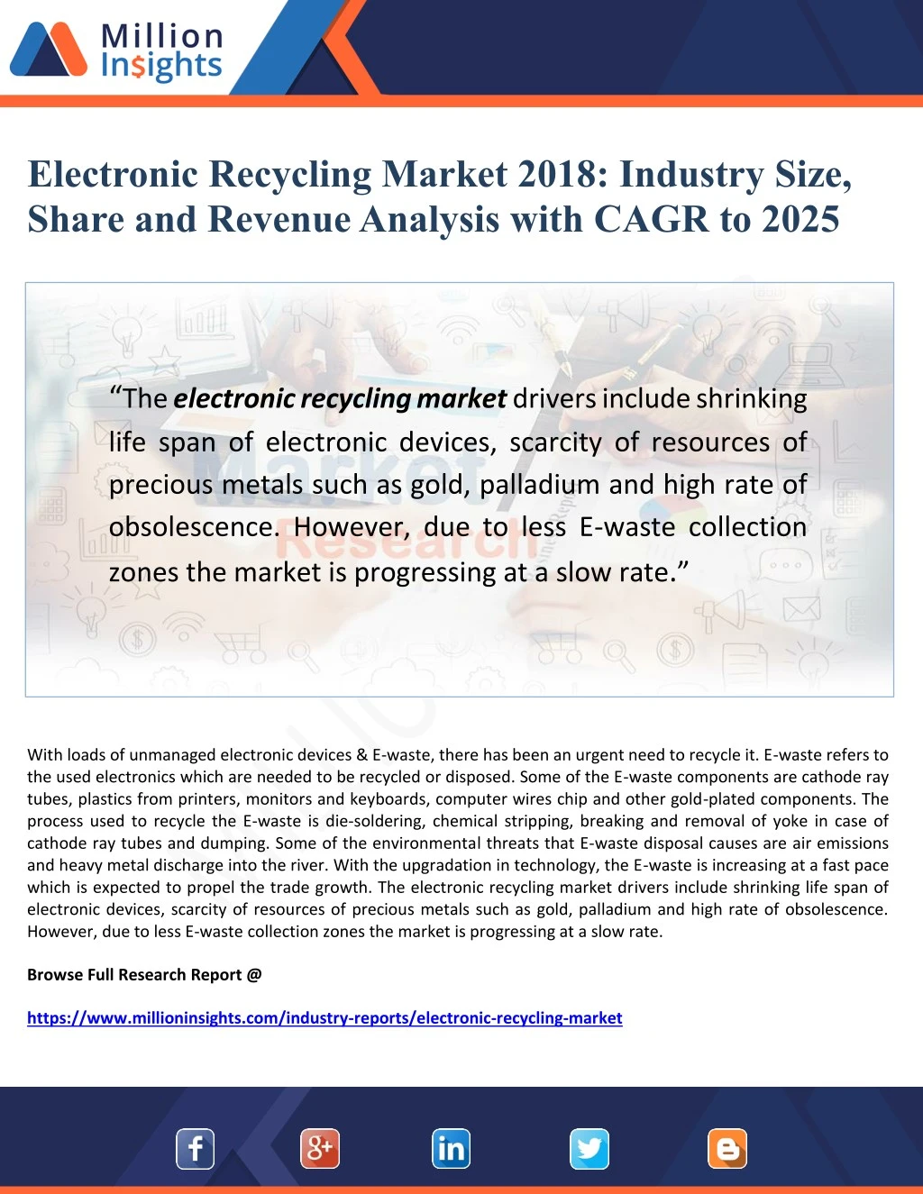 electronic recycling market 2018 industry size