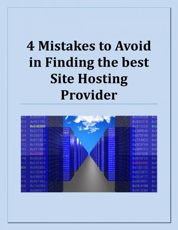 4 Mistakes to Avoid in Finding the best Site Hosting Provider
