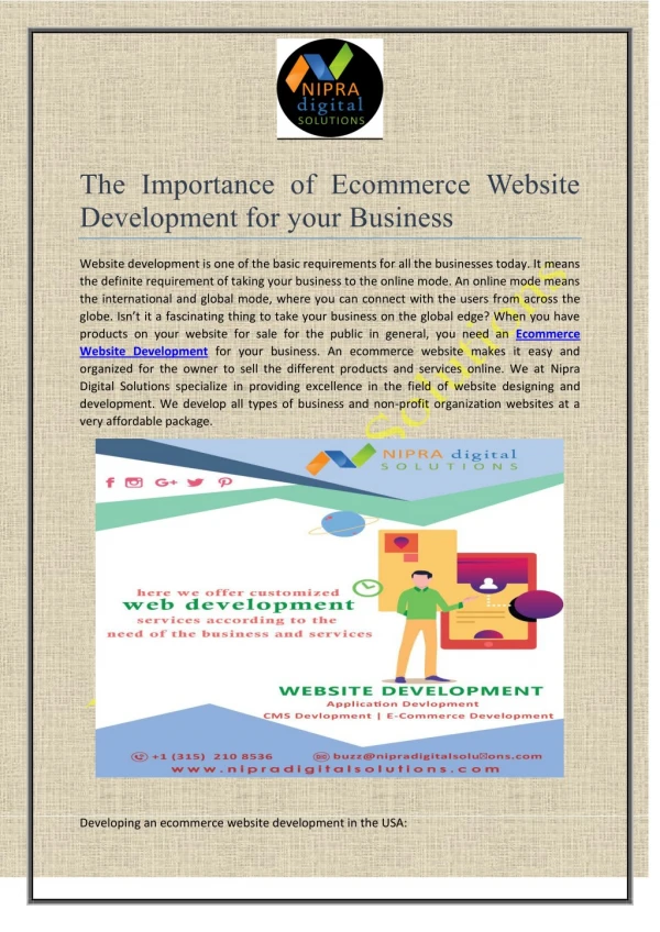 The Importance of Ecommerce Website Development for your Business