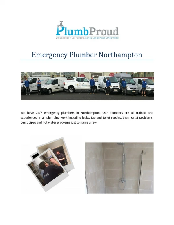 Emergency Plumber Northampton