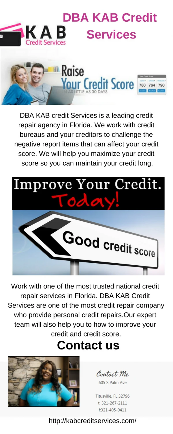 Improve Credit Score Florida | DBA KAB Credit Services
